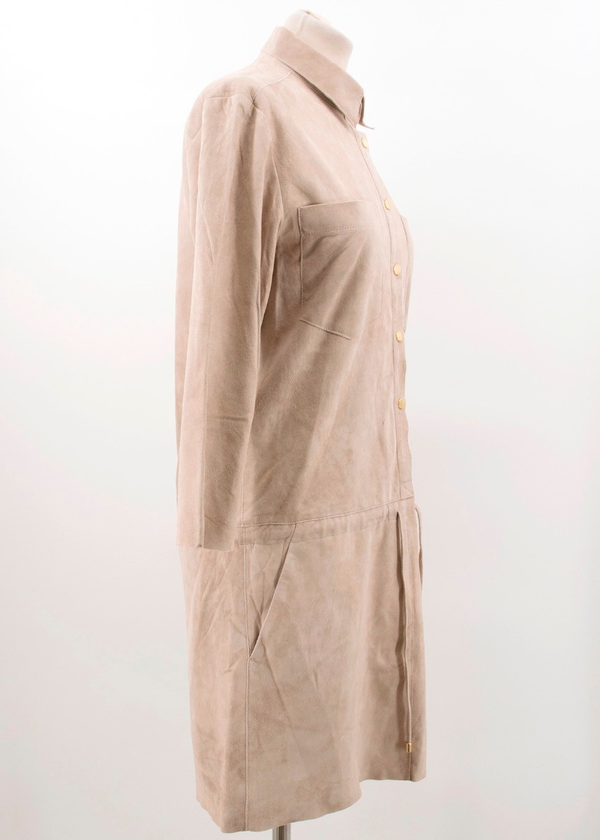 La Mania Beige Perea Long Sleeved Suede Dress Size XS Beige/Nude leather