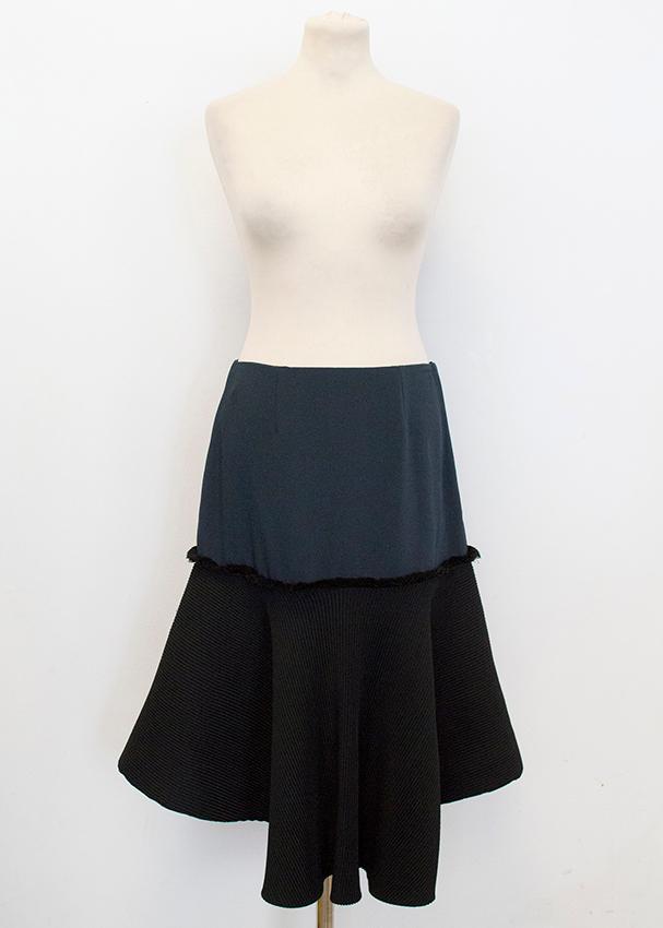 Cedric Charlier Blue and Black pleated skirt Size S