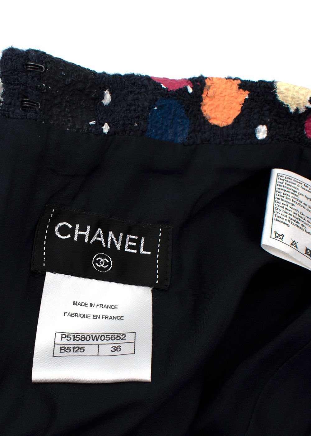 Preowned Chanel Cotton Tweed Hand Painted Multicoloured Skirt Size XS Multi