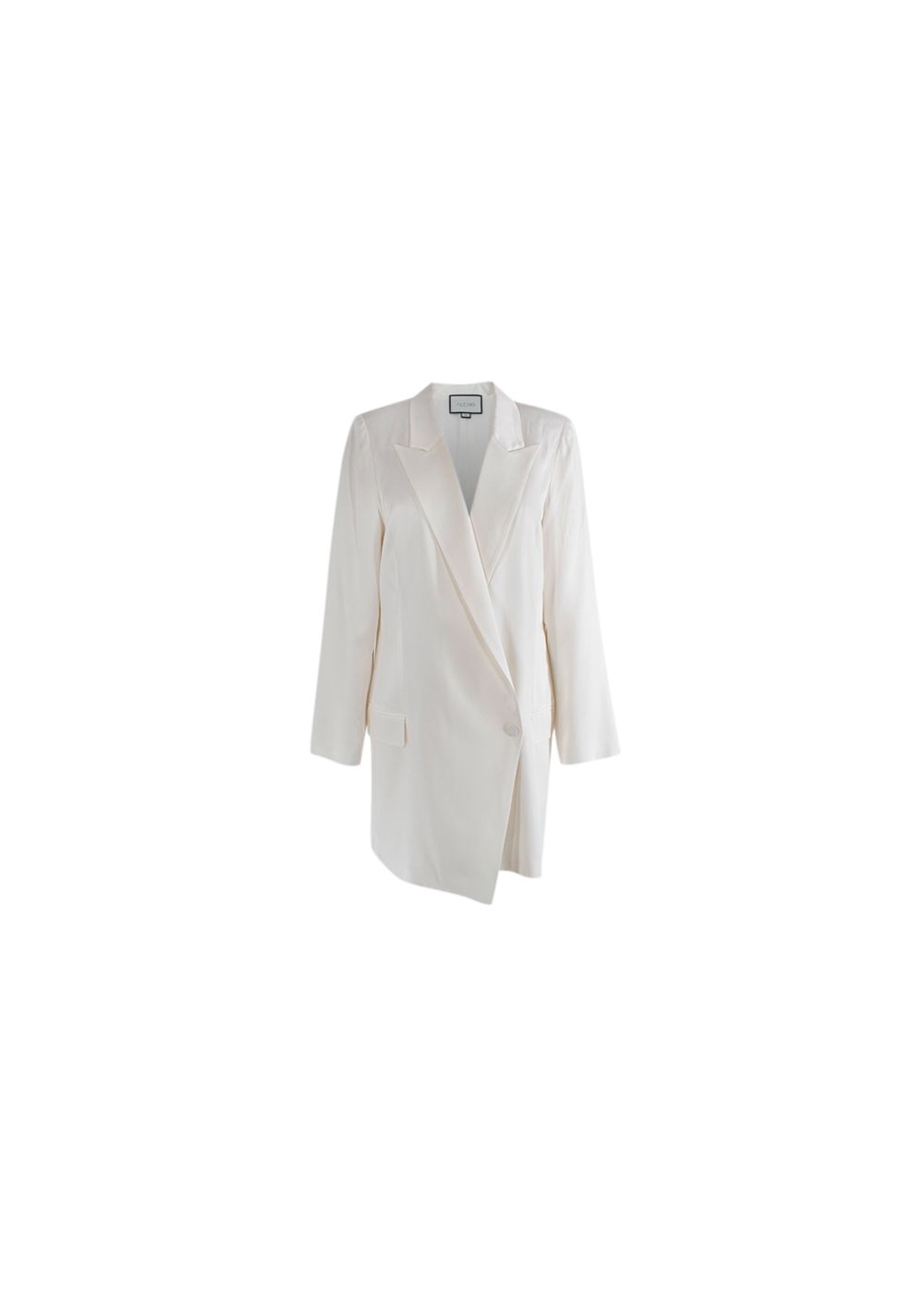 Preowned Alexis Ivory Satin Longline Blazer Size M White acetate