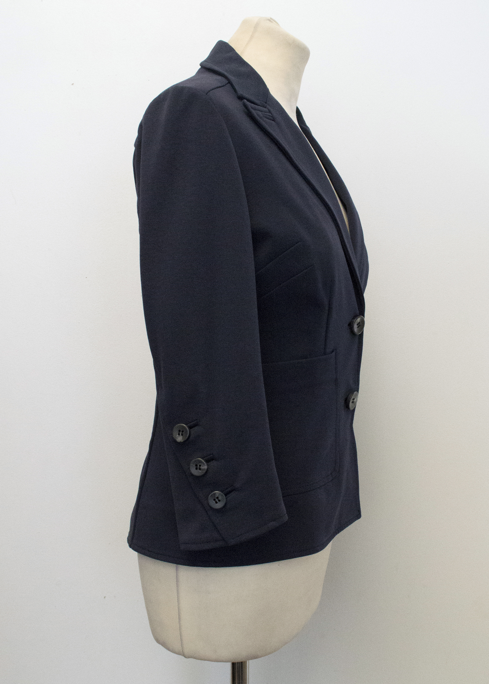 Diane Von Furstenberg Navy  Cropped Sleeve Blazer Size XS