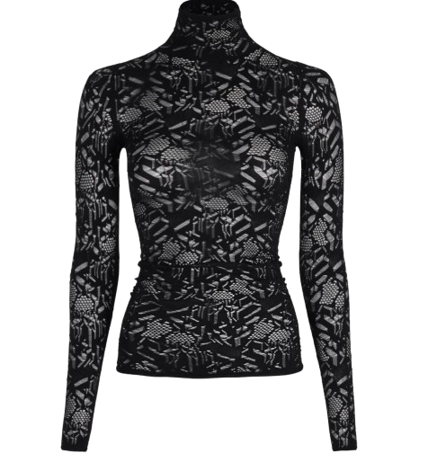 Dior Black Lace High Neck Top Size XS polyamide-stretchy