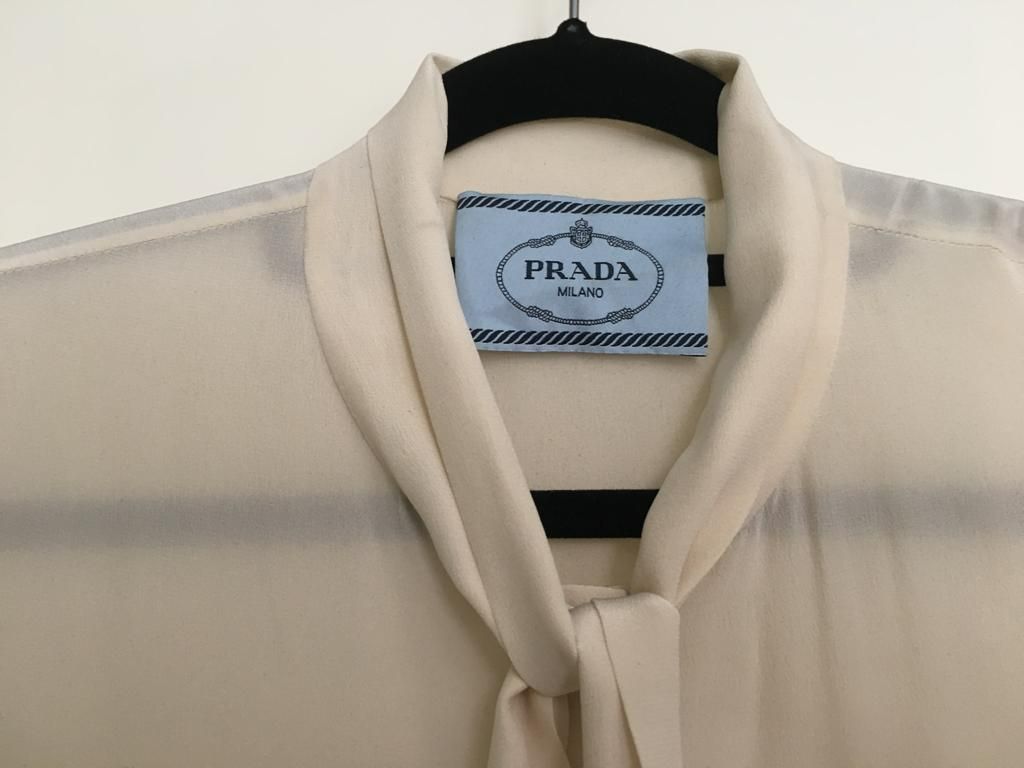 Prada Bicolour silk crepe drop waist dress Size XXS Beige