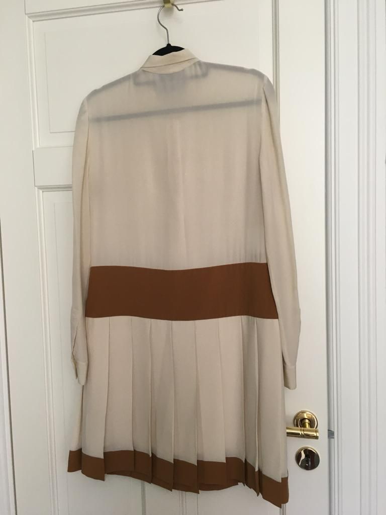 Prada Bicolour silk crepe drop waist dress Size XXS Beige