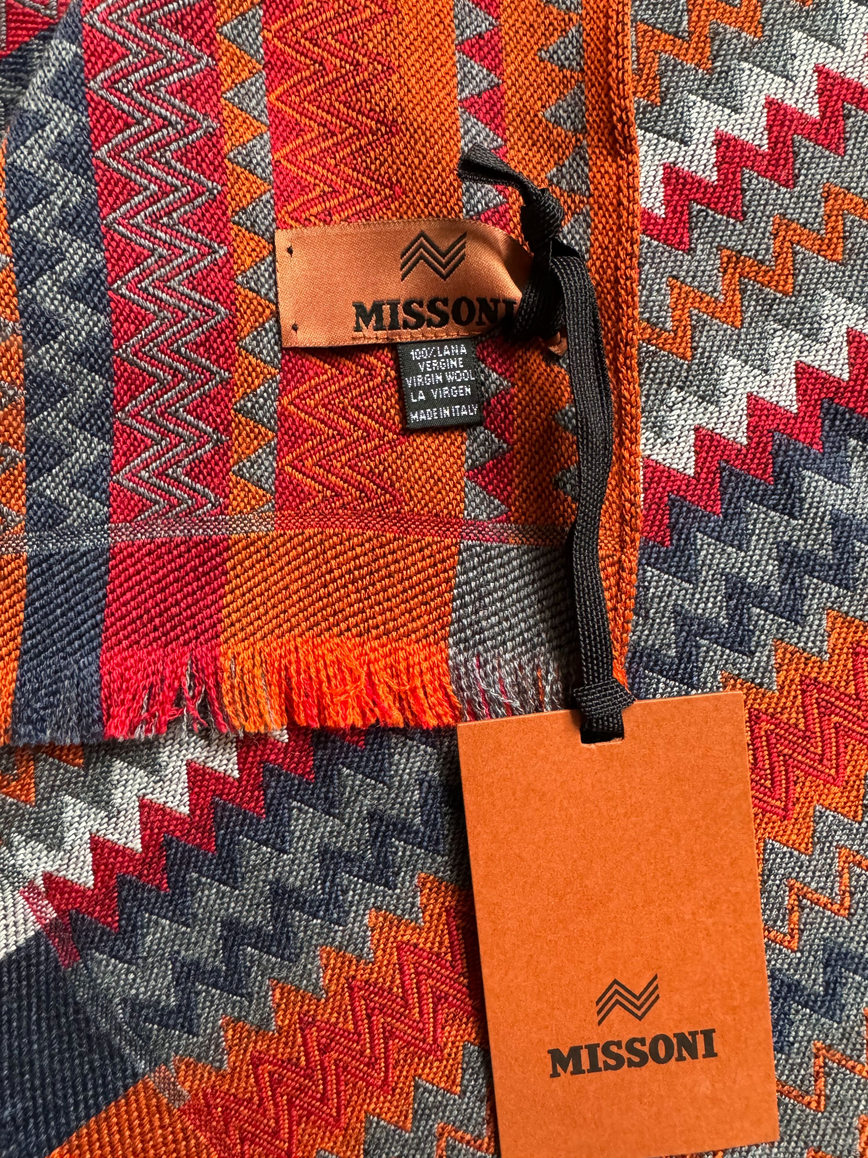 Missoni Multicoloured ZigZag Wool Scarf multi virgin wool