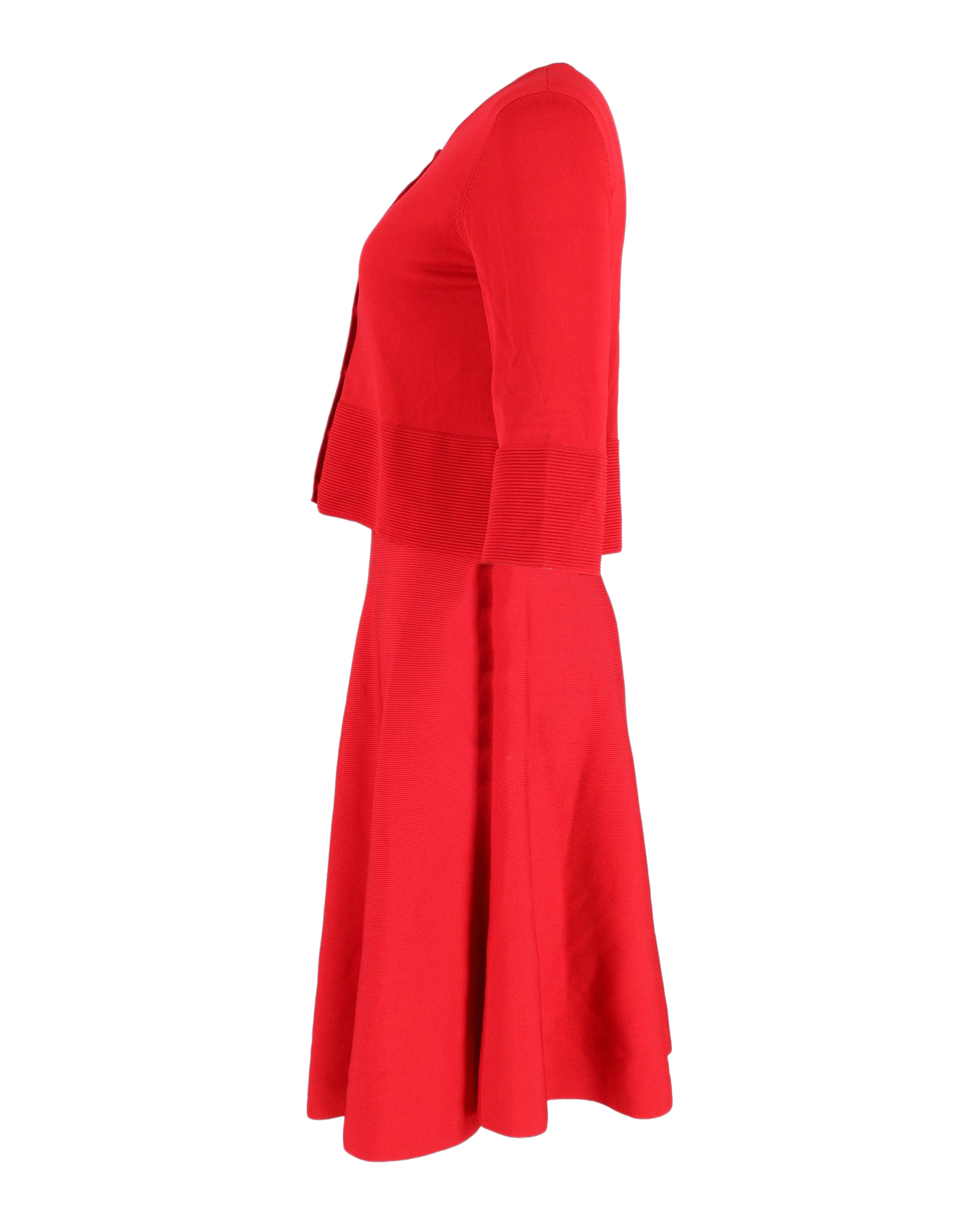 Preowned Carolina Herrera Red Cardigan and Dress Set Size M cellulose fibre/viscose