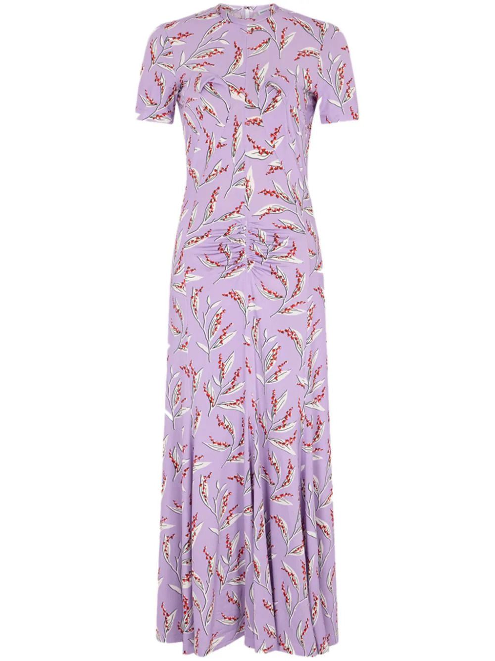 Preowned Rabanne Lilac Floral Midi Dress Size M Purple viscose/elastane