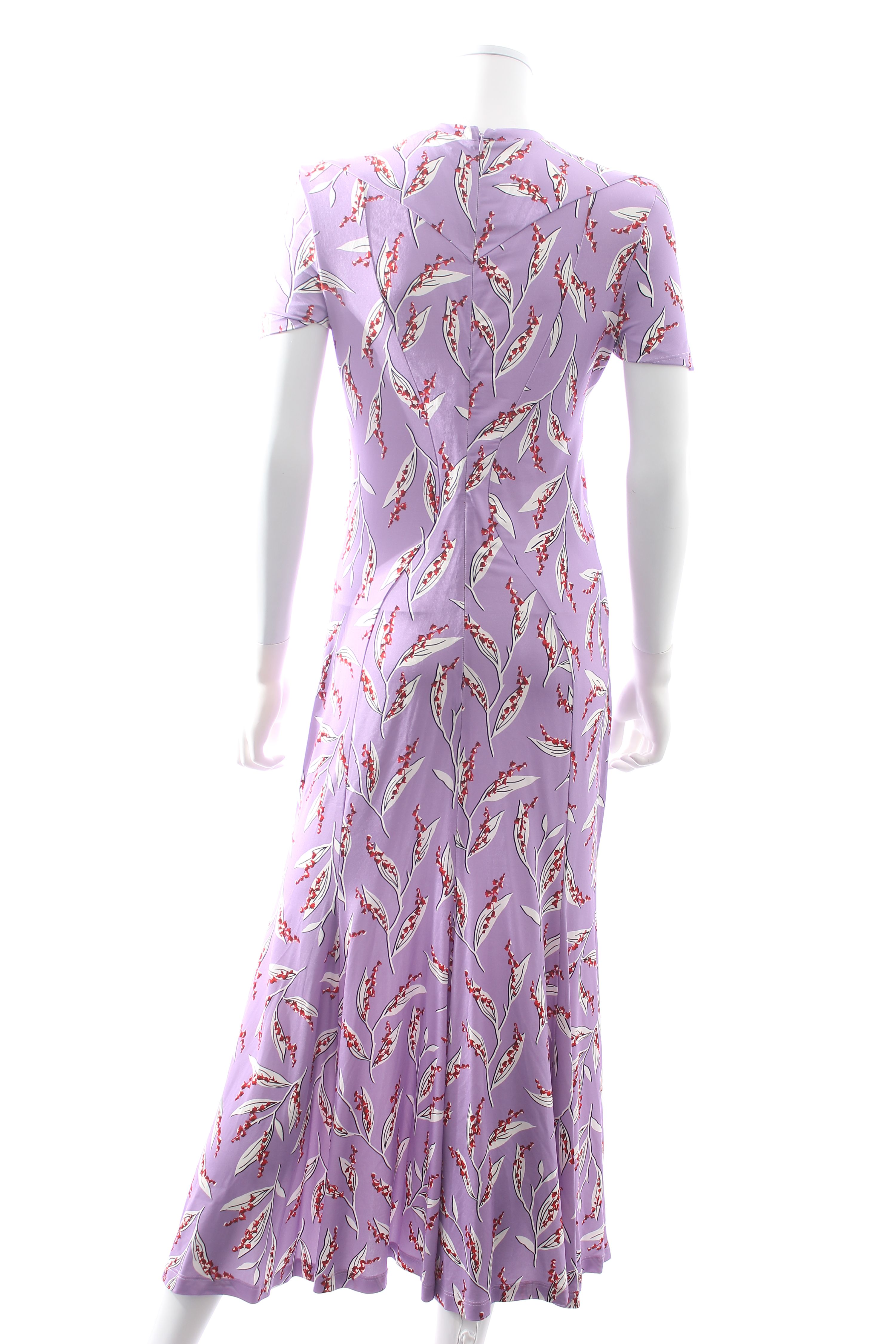 Preowned Rabanne Lilac Floral Midi Dress Size M Purple viscose/elastane