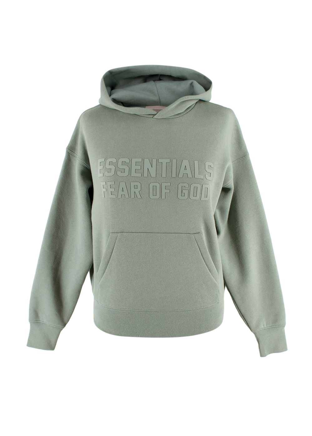 Boys Preowned Fear of God Essentials Kids Logo Hoodie Size 6 Years Sage Green cotton/polyester