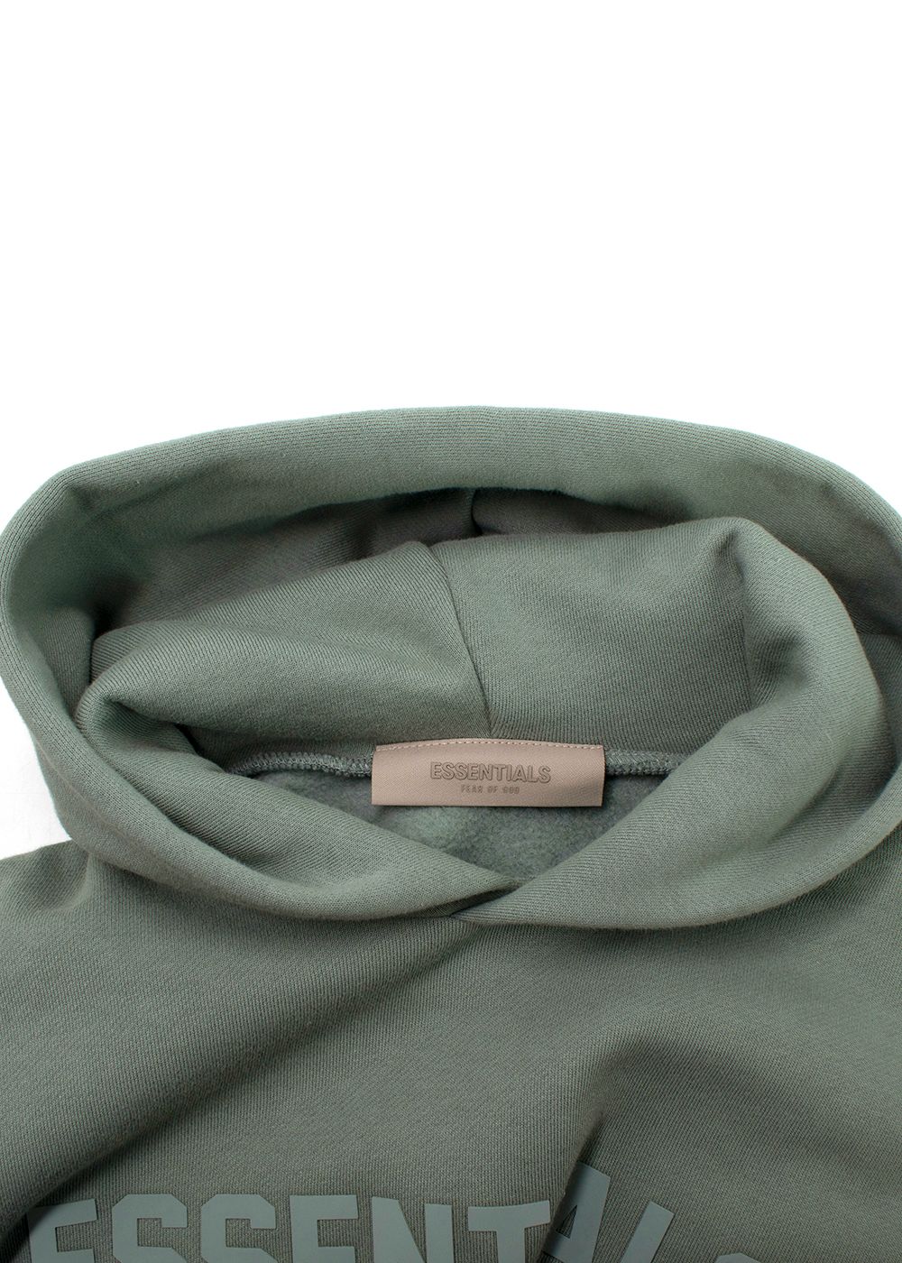 Boys Preowned Fear of God Essentials Kids Logo Hoodie Size 6 Years Sage Green cotton/polyester