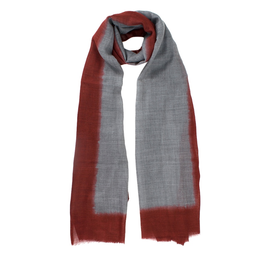 Paule Ka Fringed Stole In Two-Tone Red And Grey silk