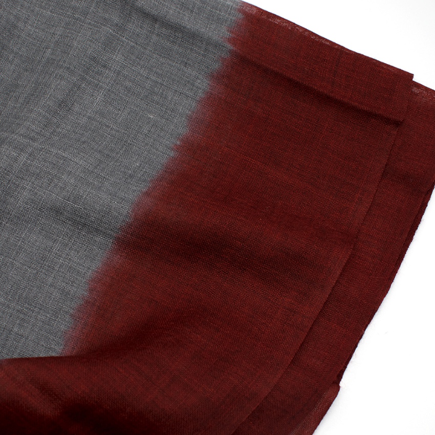 Paule Ka Fringed Stole In Two-Tone Red And Grey silk