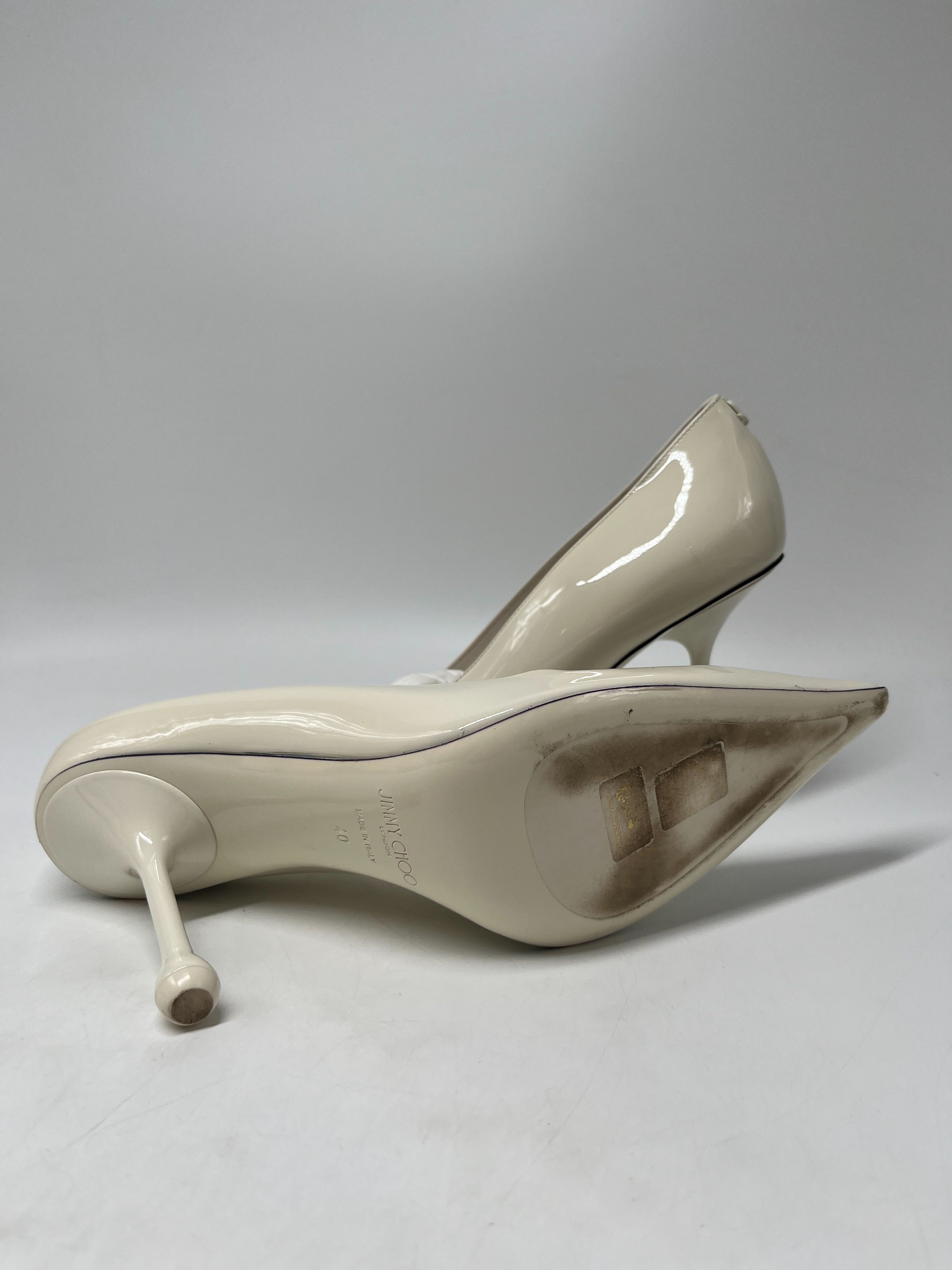 Jimmy Choo Ixia 95 Latte Patent Leather Pumps Size 40