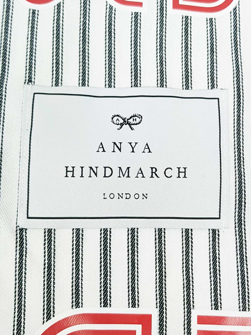 Anya Hindmarch Weave Project Embroidered Striped Tote Bag White cotton