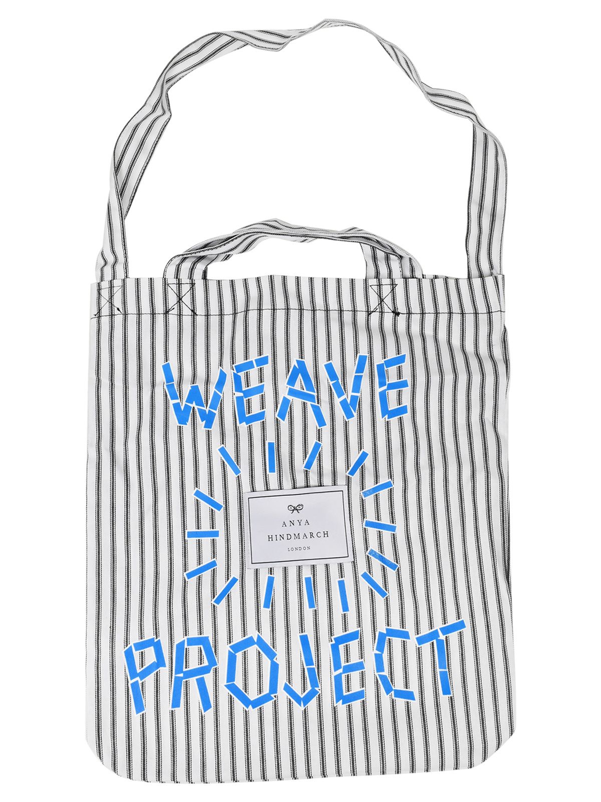 Anya Hindmarch Weave Project Embroidered Striped Tote Bag White cotton