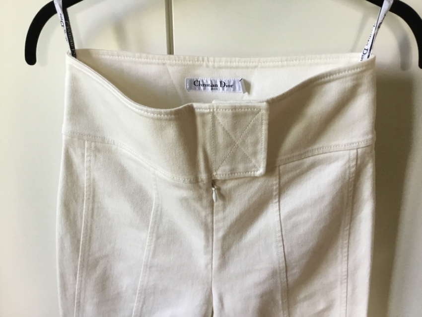 Preowned Dior Cream Tailored Cropped Pants Size S White cotton