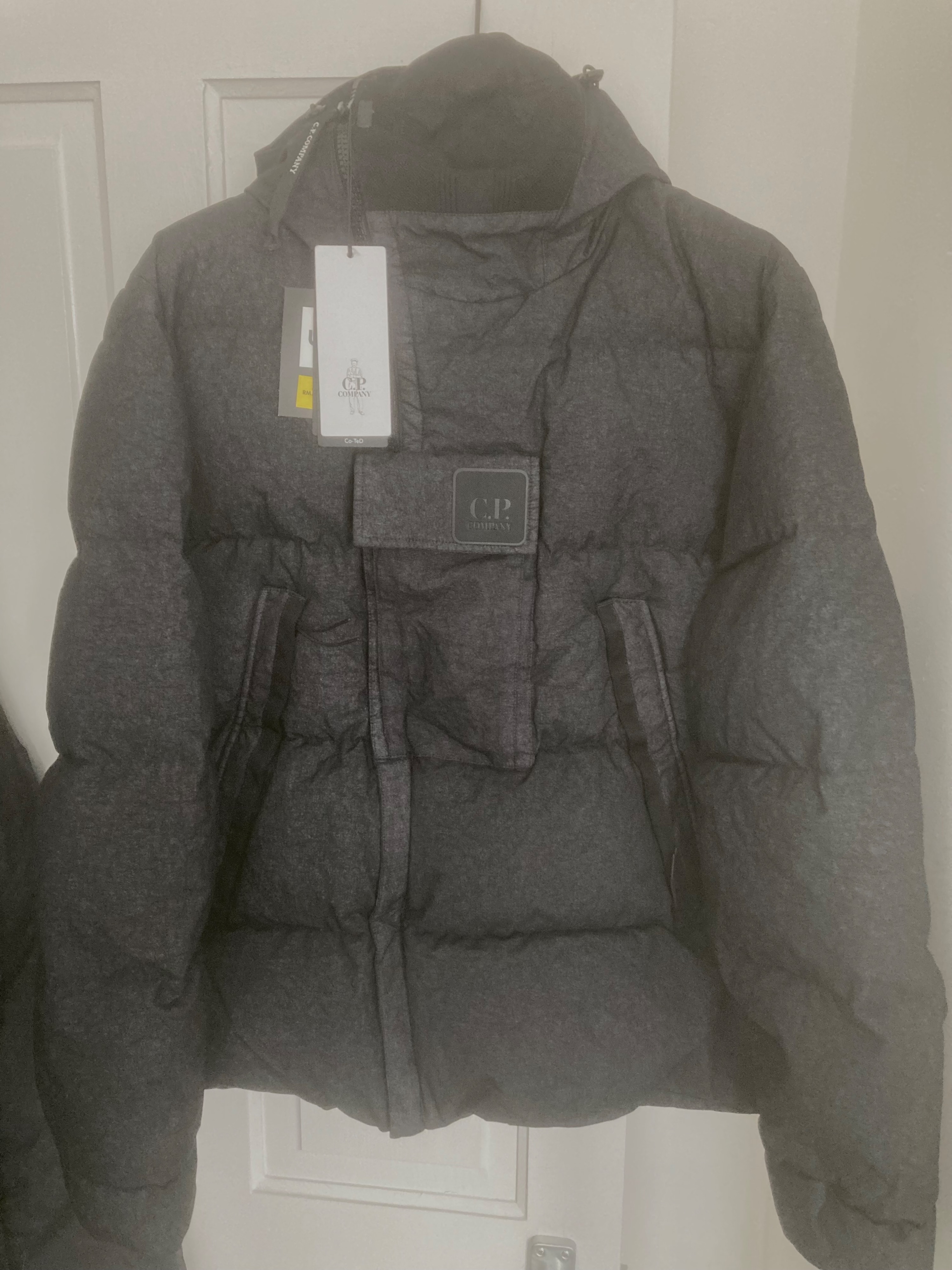 Men's CP Company Co-Ted Nylon Down Jacket Size M Black/Grey