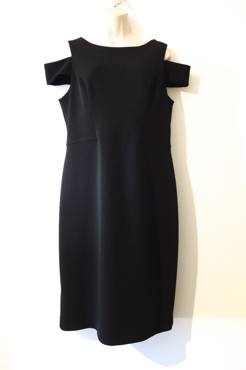 Vince Camuto Cold Shoulder Crepe Sheath Dress Size M Black polyester