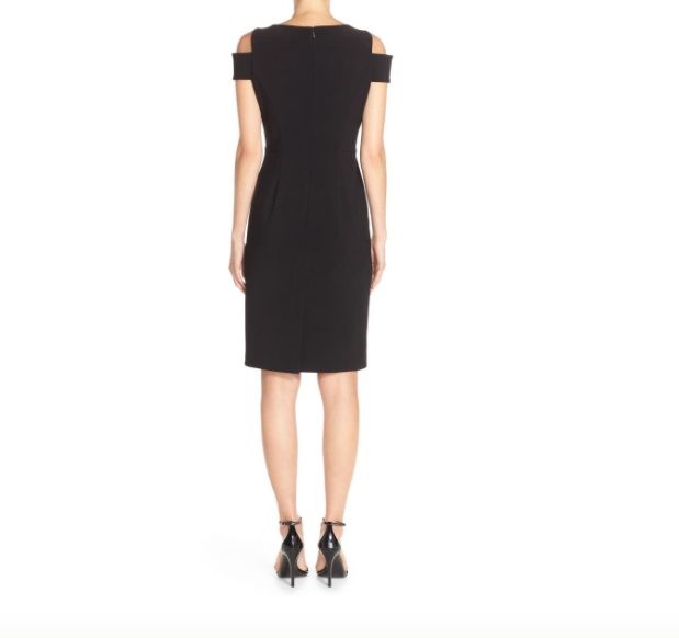 Vince Camuto Cold Shoulder Crepe Sheath Dress Size M Black polyester