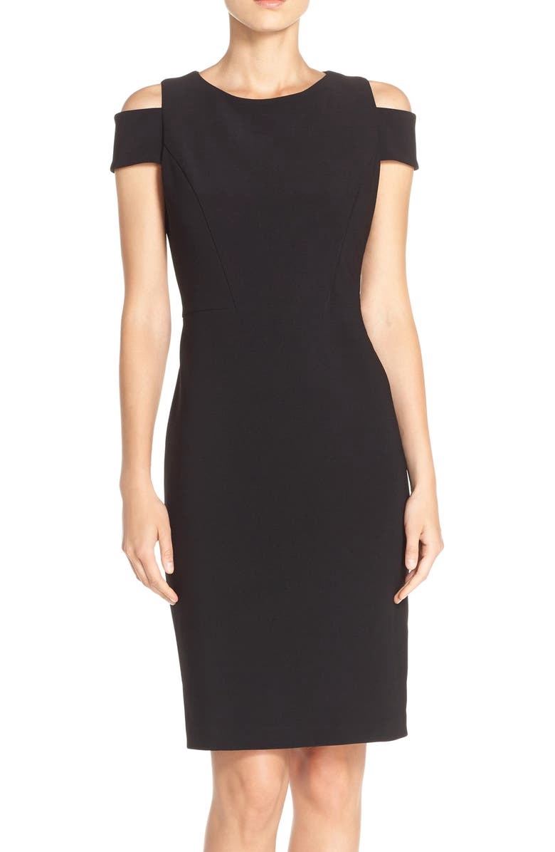 Vince Camuto Cold Shoulder Crepe Sheath Dress Size M Black polyester