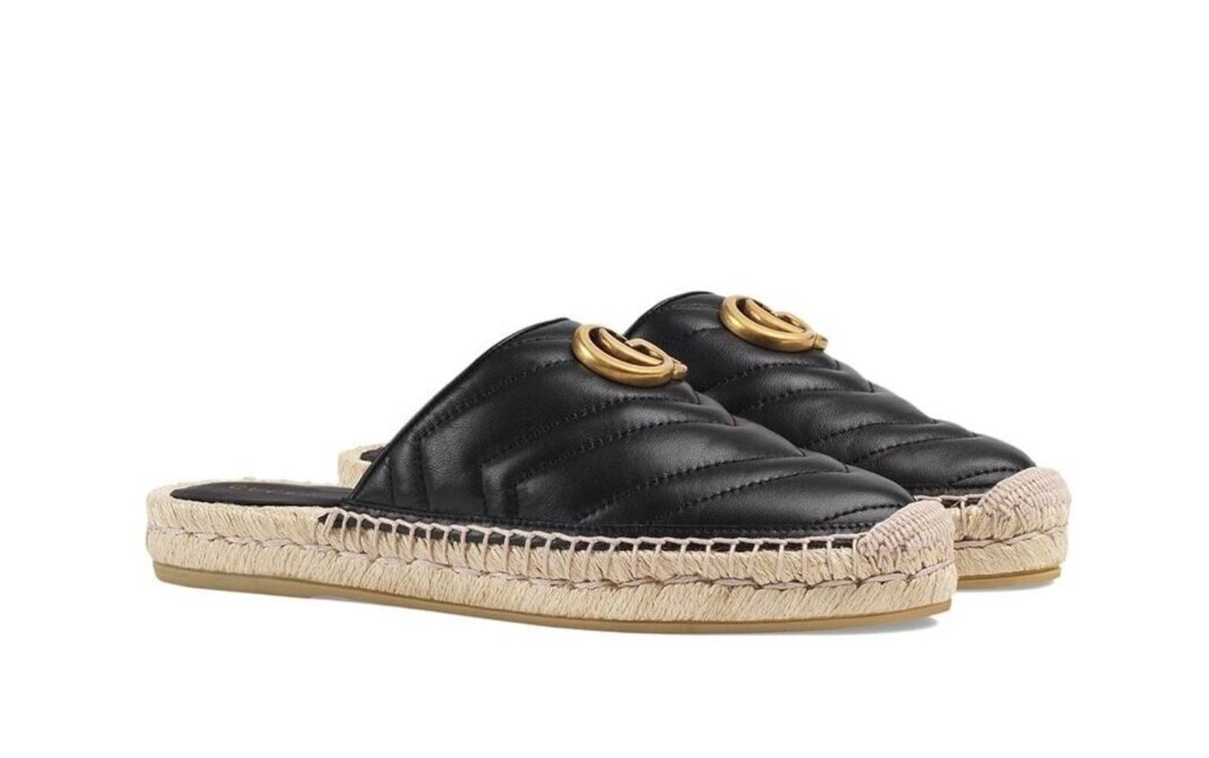 Gucci GG Marmont Slip On Espadrilles Size 38 black leather