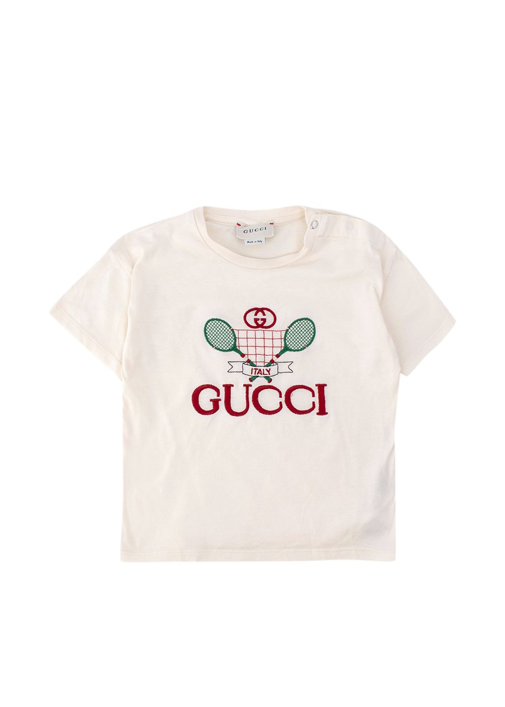 Boys Gucci Cream Tennis Logo T-Shirt 12/18months Size 12-18 Months cotton