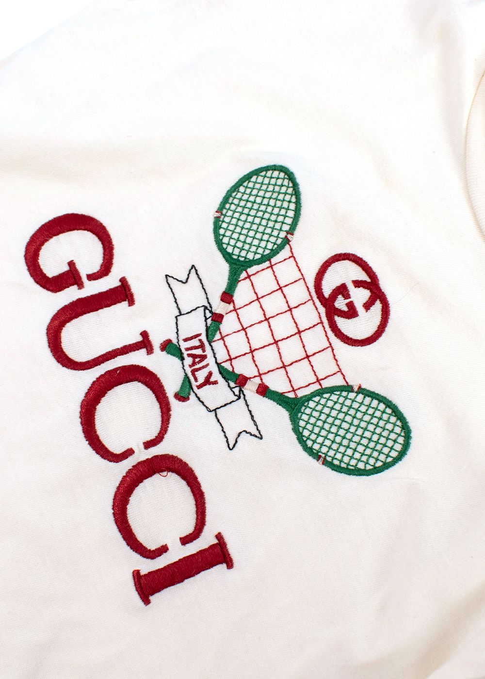 Boys Gucci Cream Tennis Logo T-Shirt 12/18months Size 12-18 Months cotton