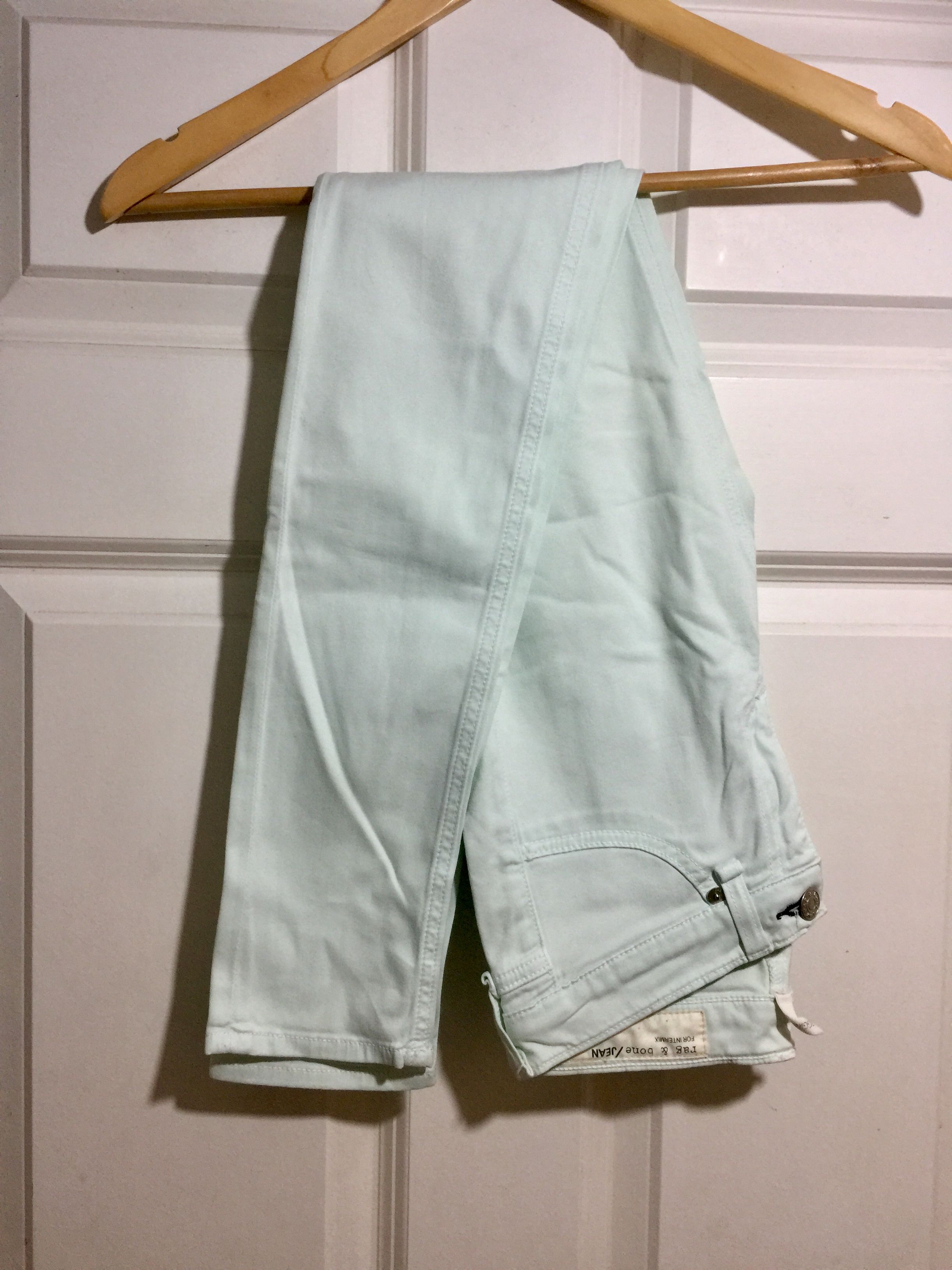 Preowned Rag and Bone Mint green stretch-denim skinny jeans Size 24/61 Ice Mint cotton