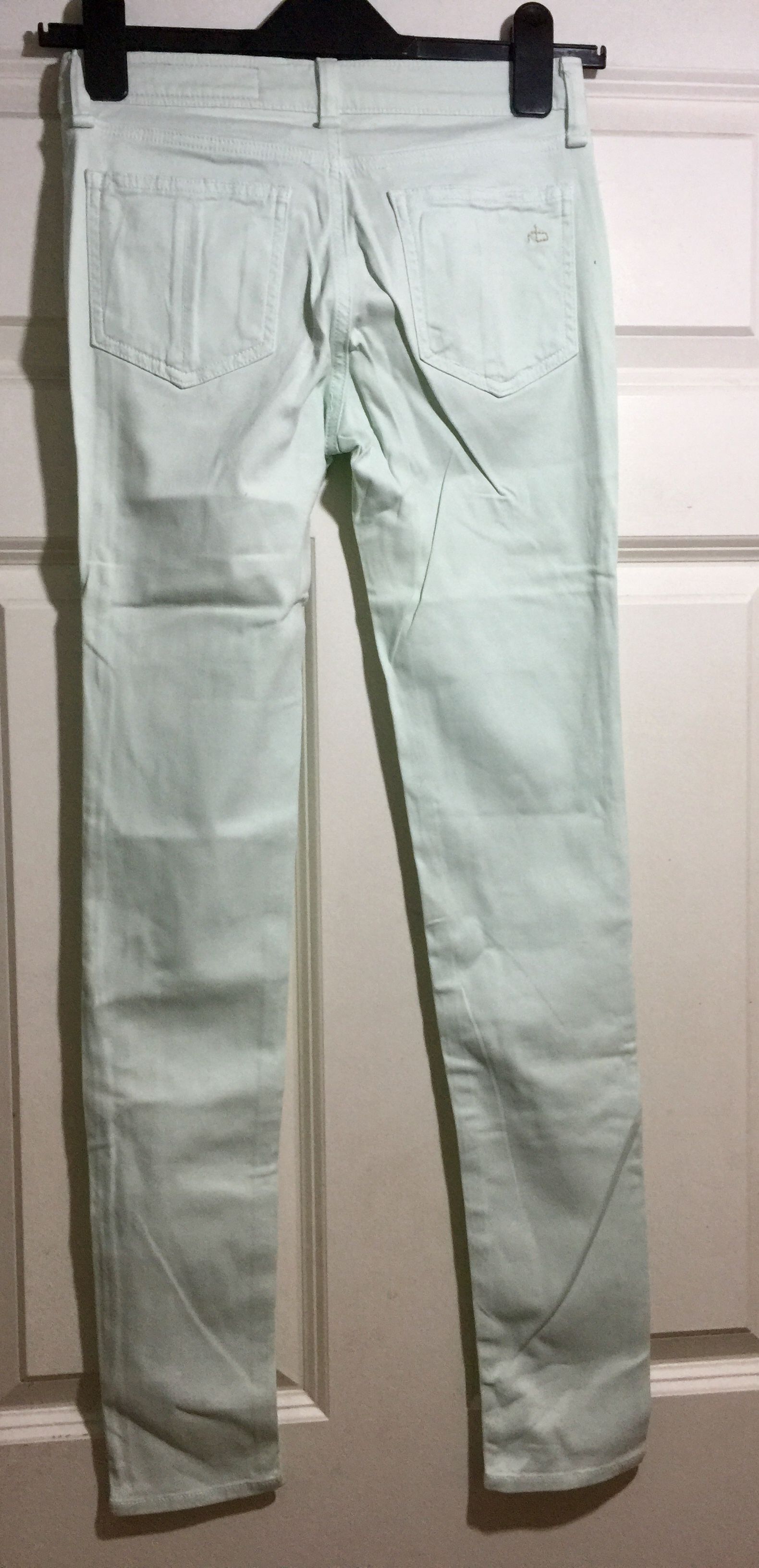 Preowned Rag and Bone Mint green stretch-denim skinny jeans Size 24/61 Ice Mint cotton