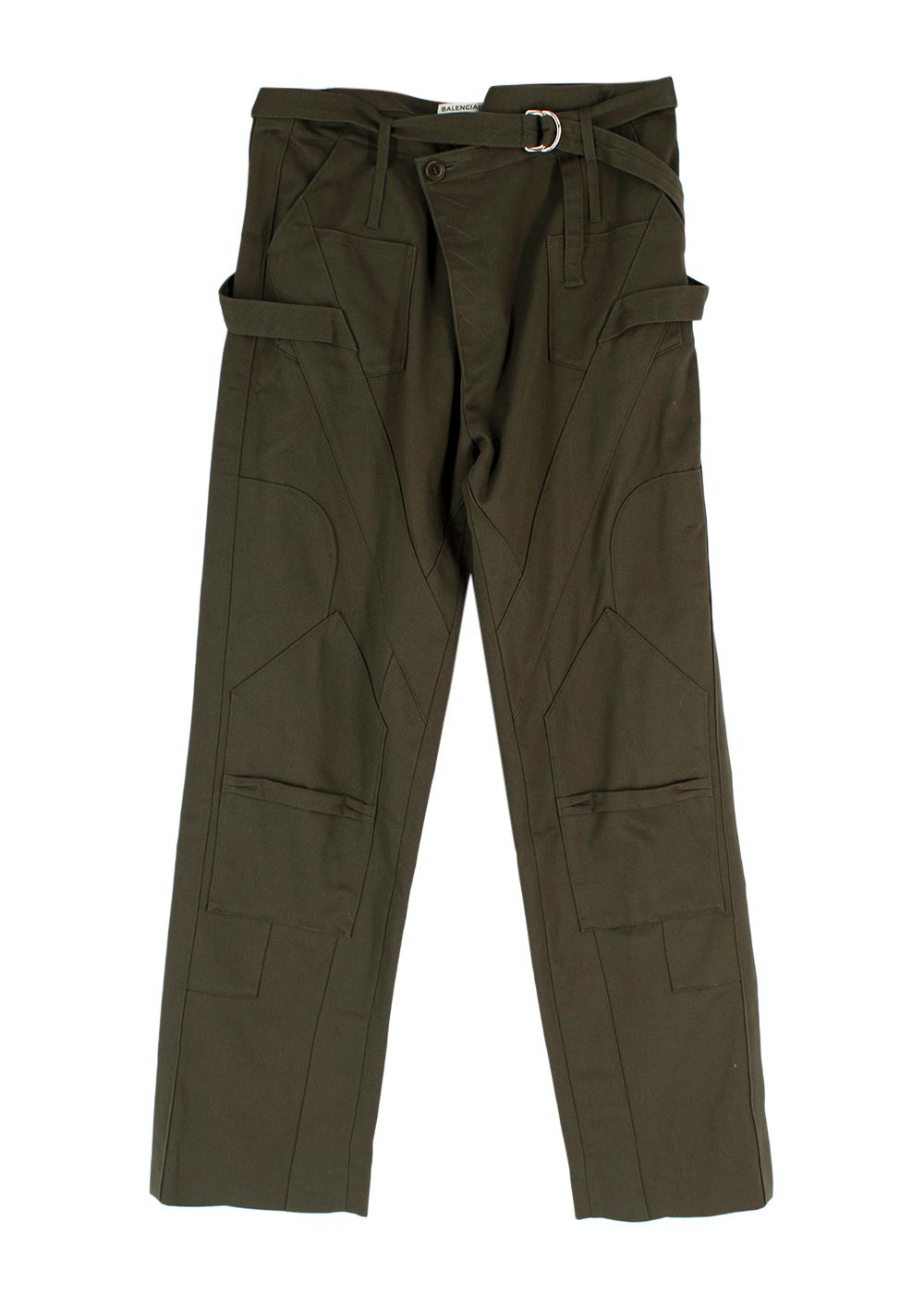 Balenciaga Khaki Military Style Trousers Size XXS Khaki/green cotton