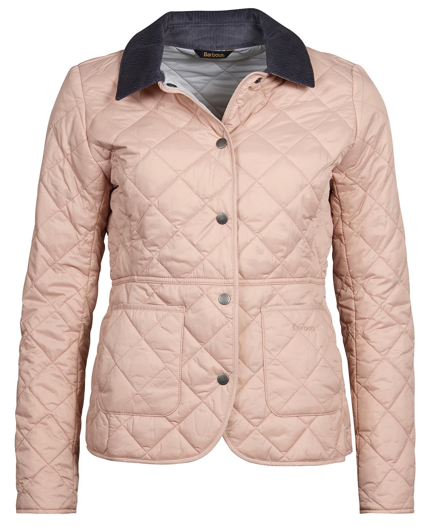 Barbour Pale Pink Deveron Quilted Jacket Size M Rose Pink outer/polyamide lining/polyamide