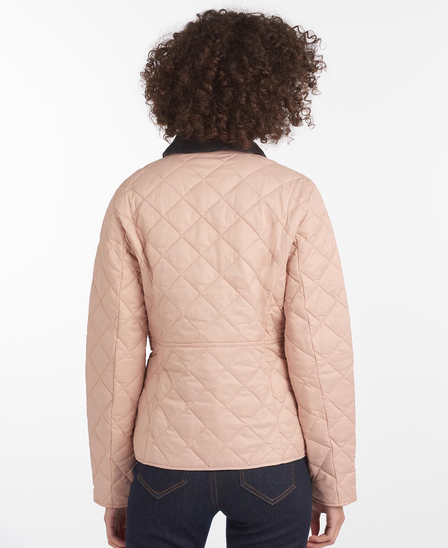 Barbour Pale Pink Deveron Quilted Jacket Size M Rose Pink outer/polyamide lining/polyamide