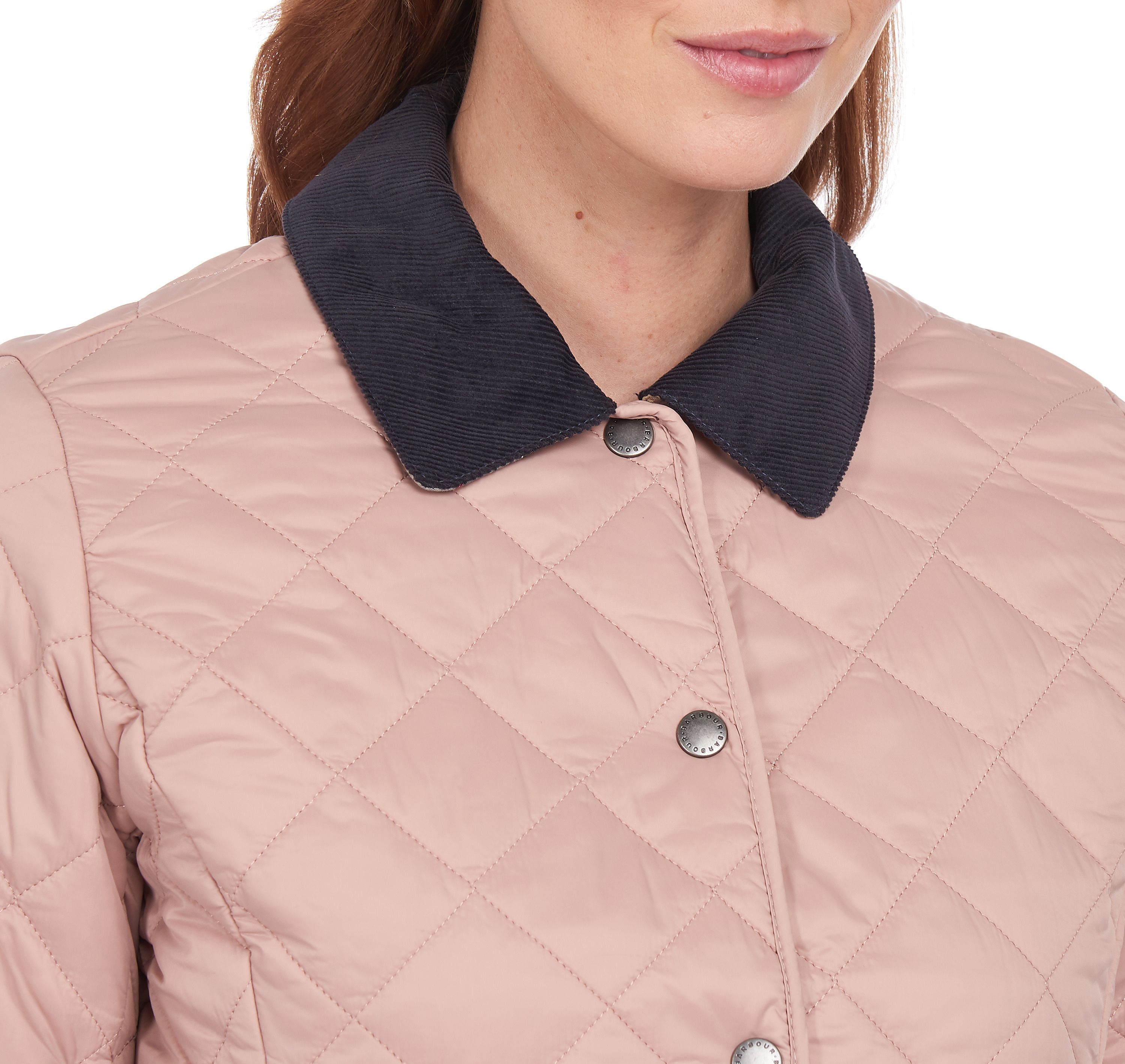 Barbour Pale Pink Deveron Quilted Jacket Size M Rose Pink outer/polyamide lining/polyamide