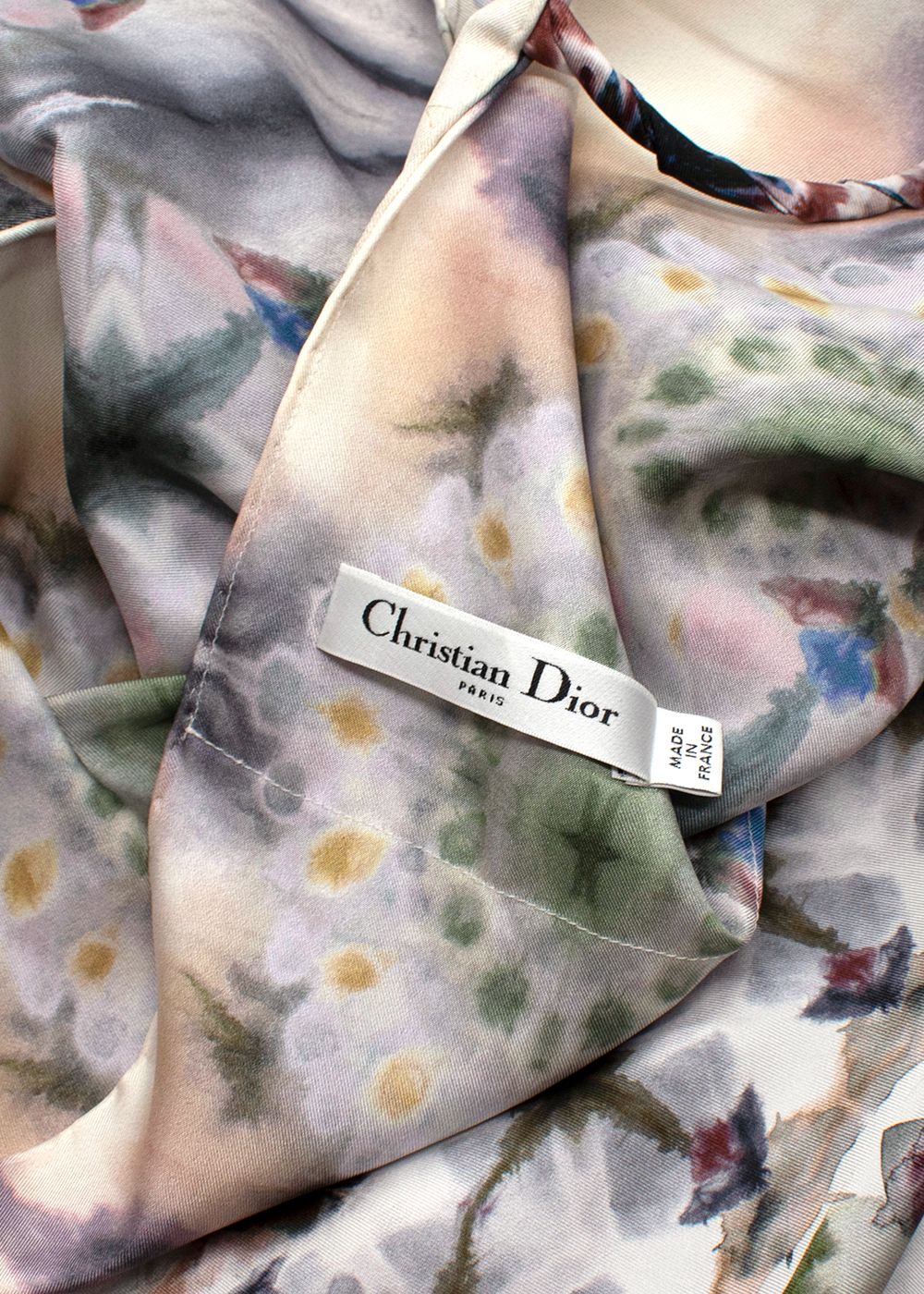 Dior Silk Smock Dress with 3/4 Sleeves Size XS White multi-coloured