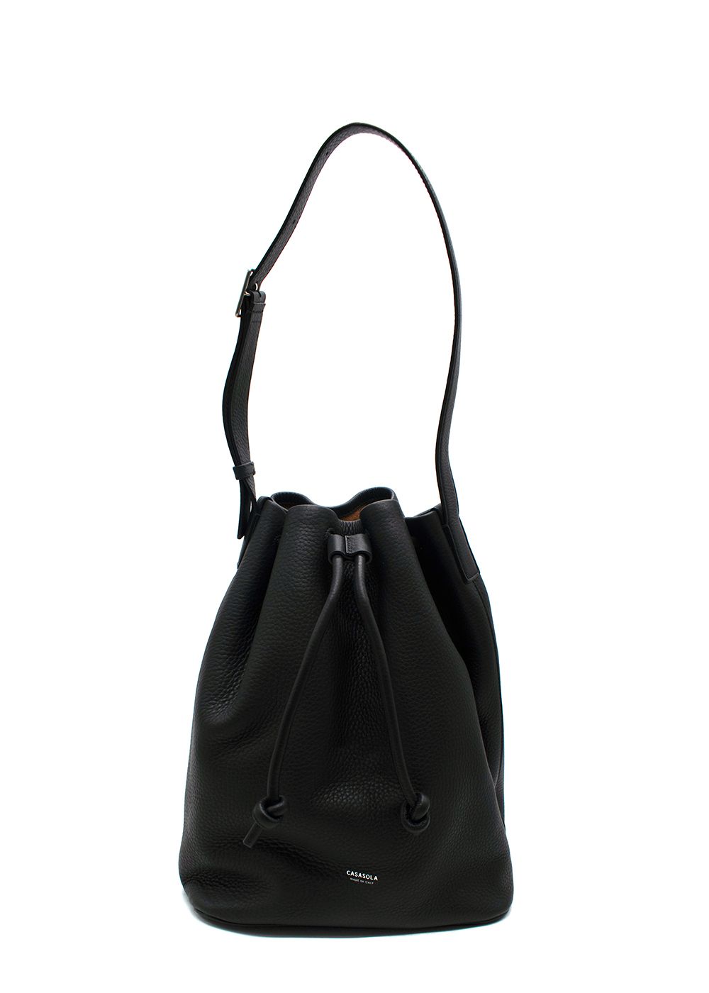 Casasola Black Leather Bucket Bag