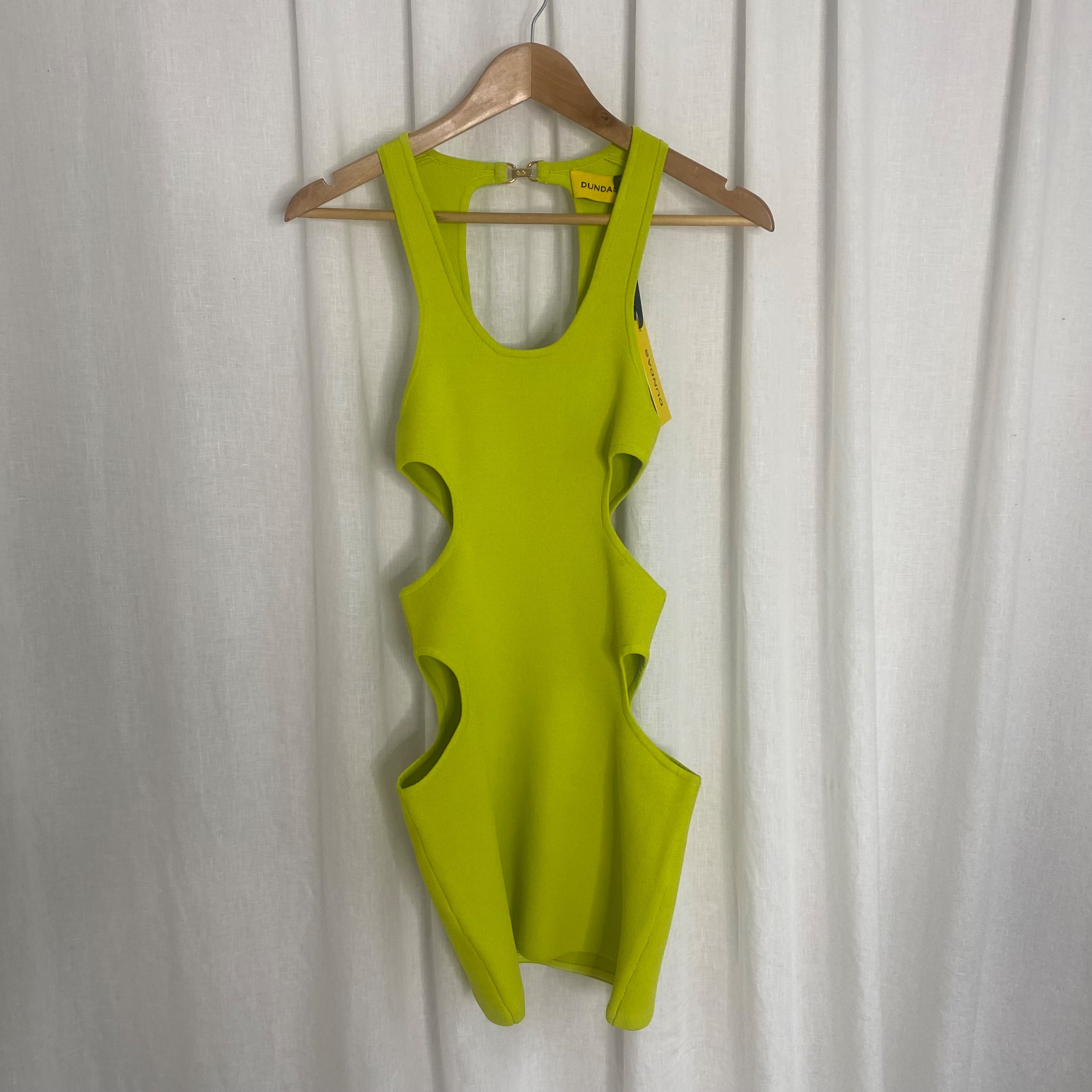 Dundas Capri Rib Cut Out Mini Dress Size XS Green viscose