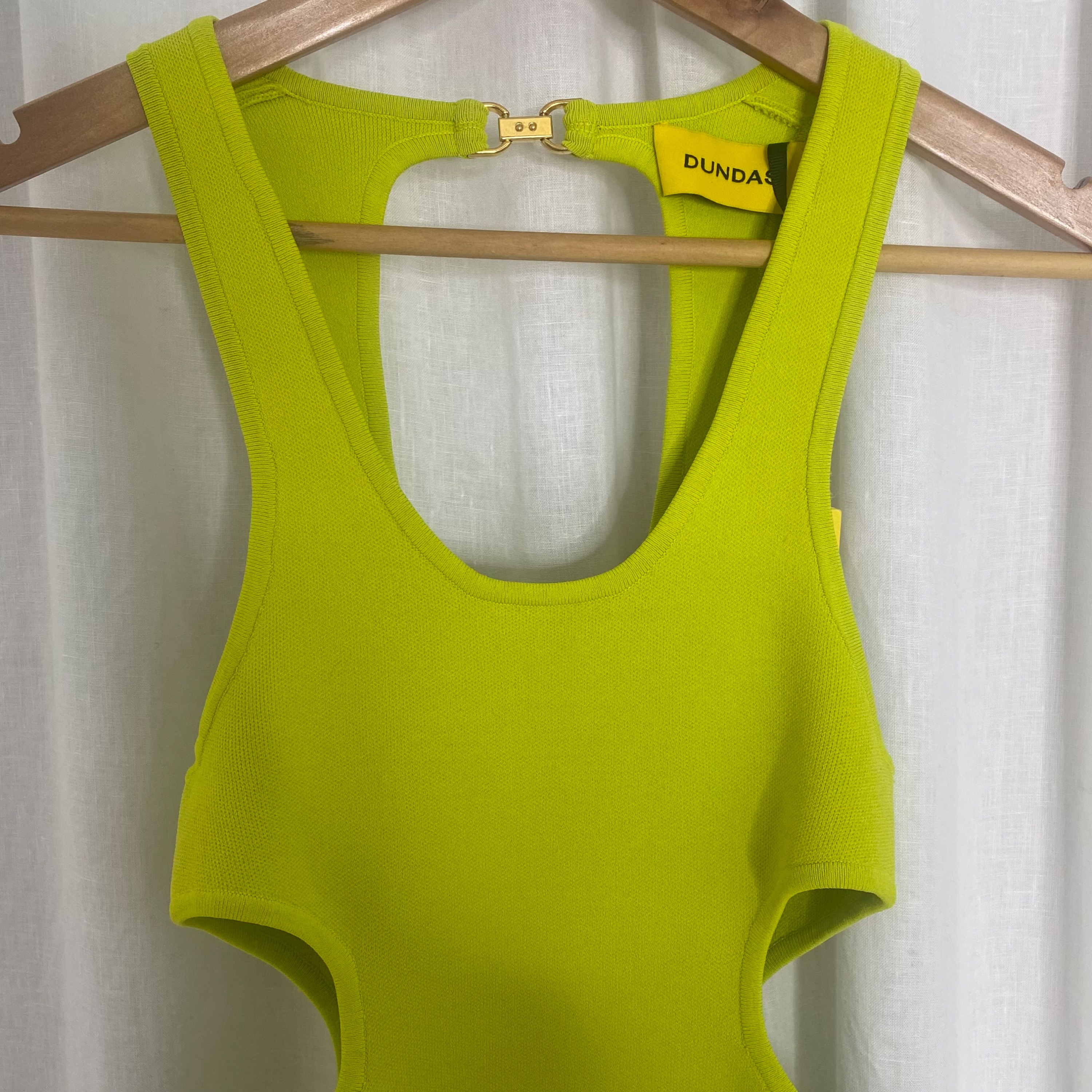 Dundas Capri Rib Cut Out Mini Dress Size XS Green viscose