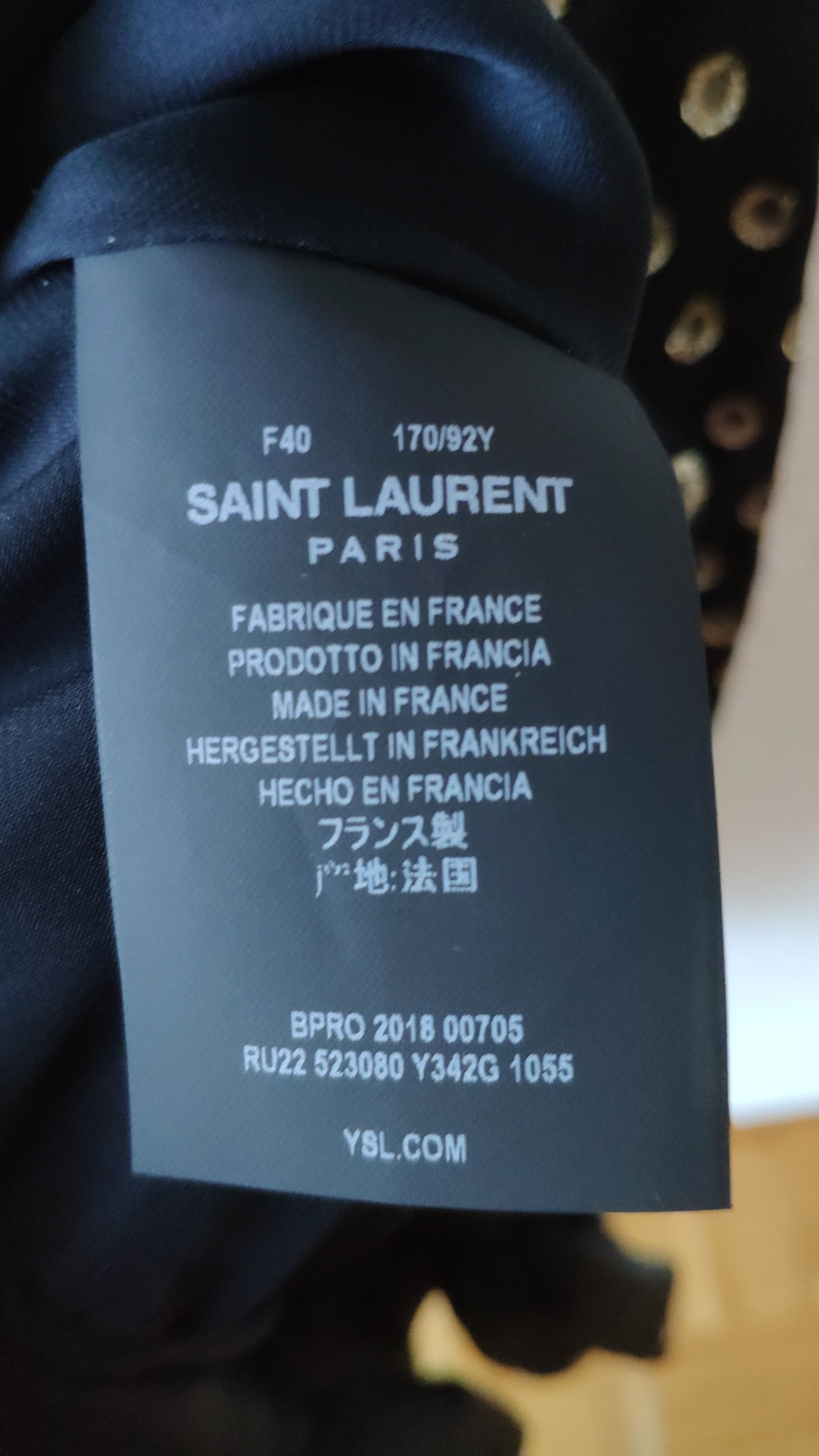 Saint Laurent Black  gold fil coupe tiered dress Size 40 polyester