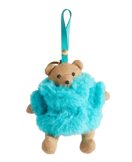 MaxMara Cabala Teddy Bear Charm In Turquoise wool