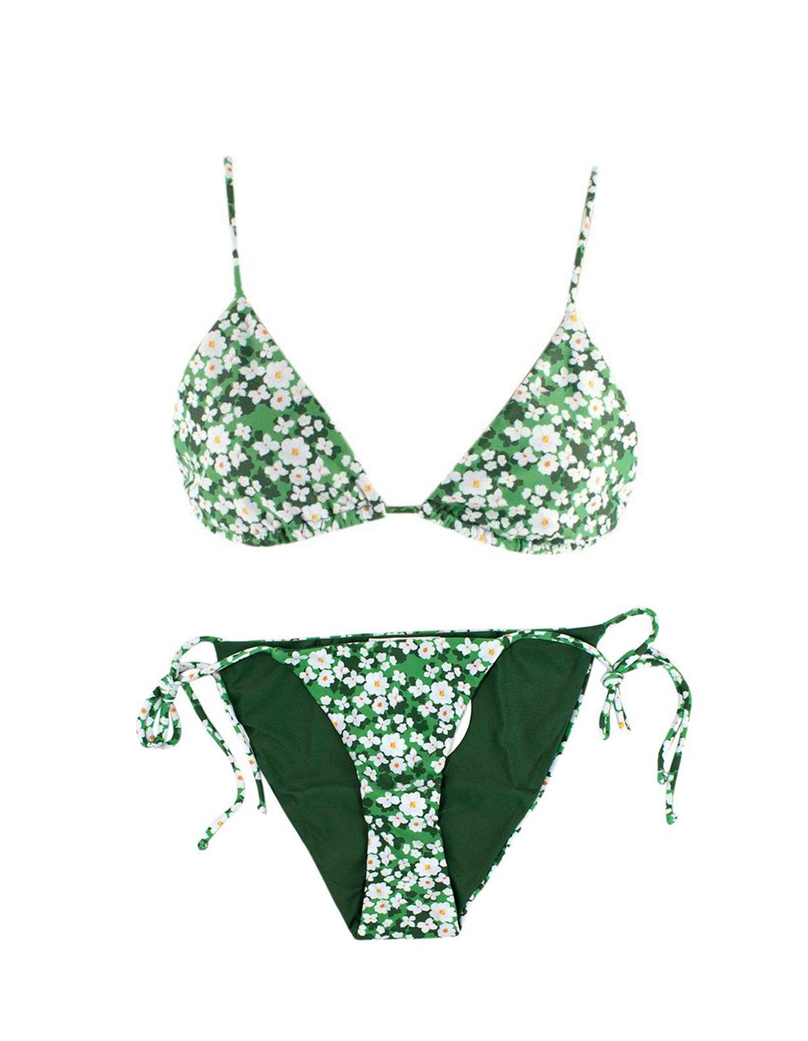 Borgo De Nor Green Floral Triangle Pallas Bikini Size M green white polyester