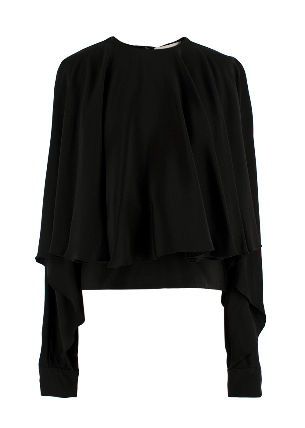 Preowned Antonio Berardi Black Cape Detail Blouse Size XXS silk