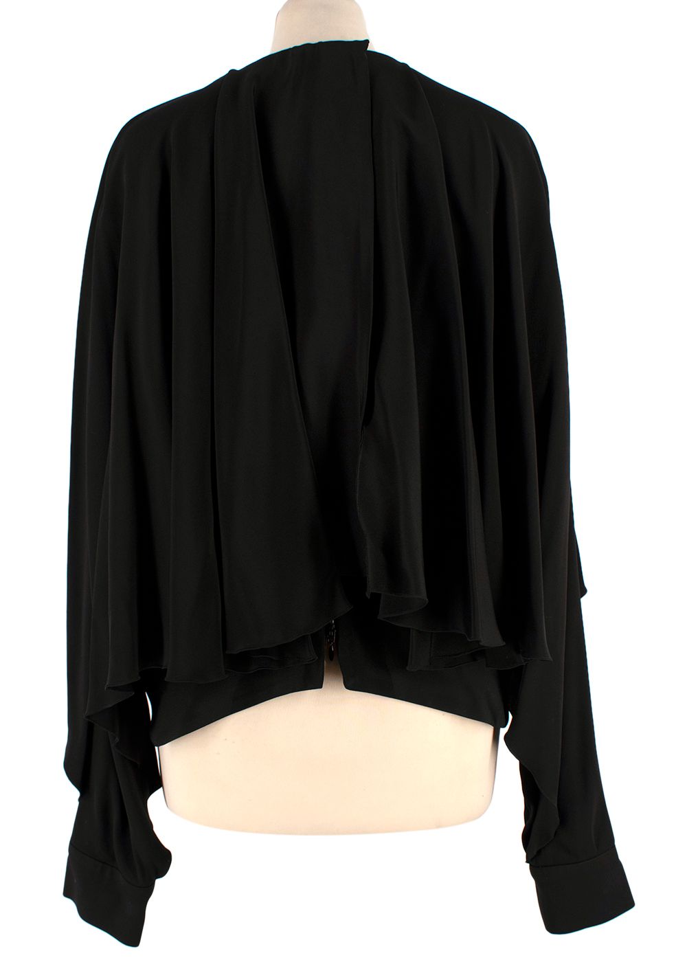 Preowned Antonio Berardi Black Cape Detail Blouse Size XXS silk