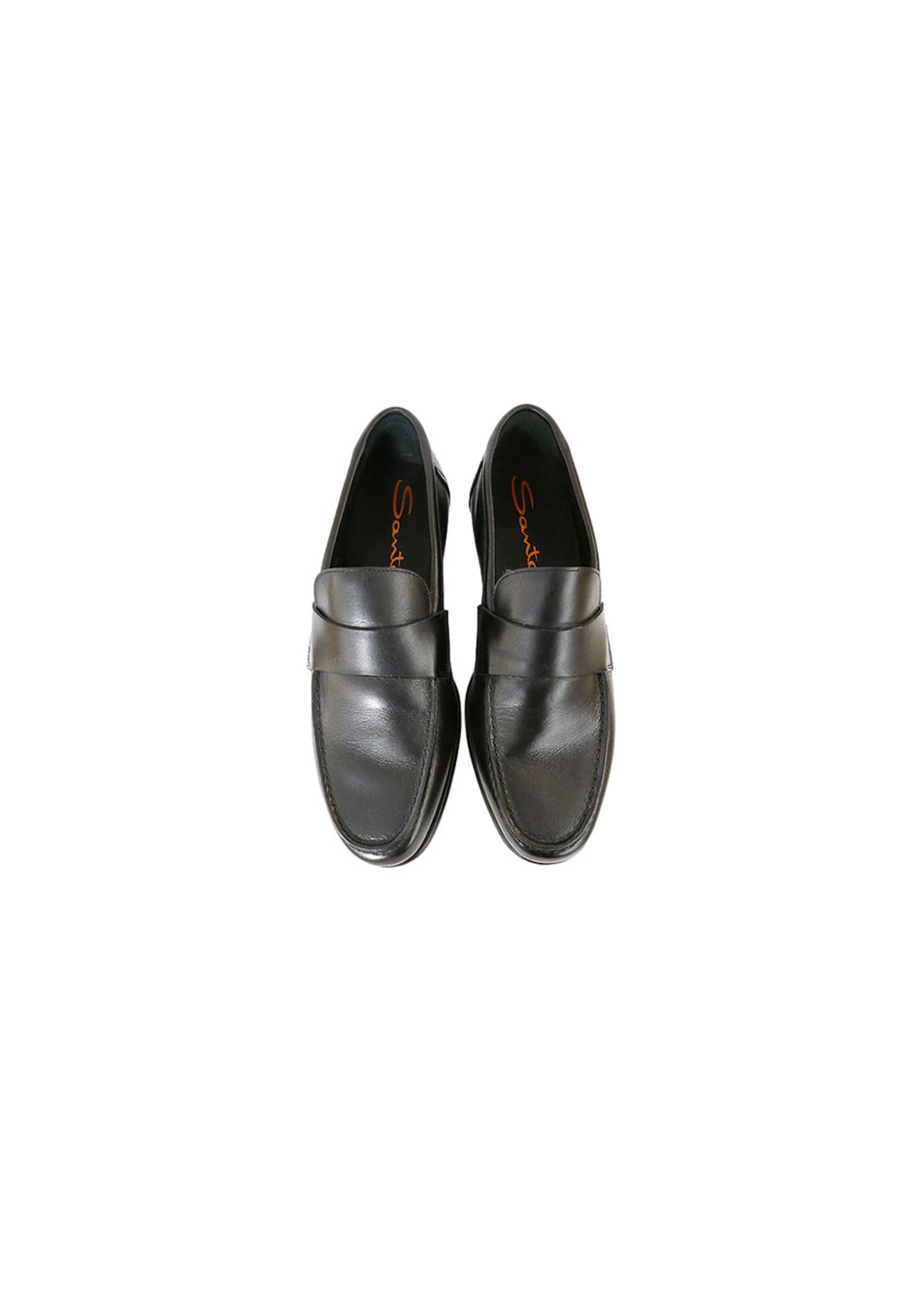 Men's Santoni Black Leather Loafers Size 405