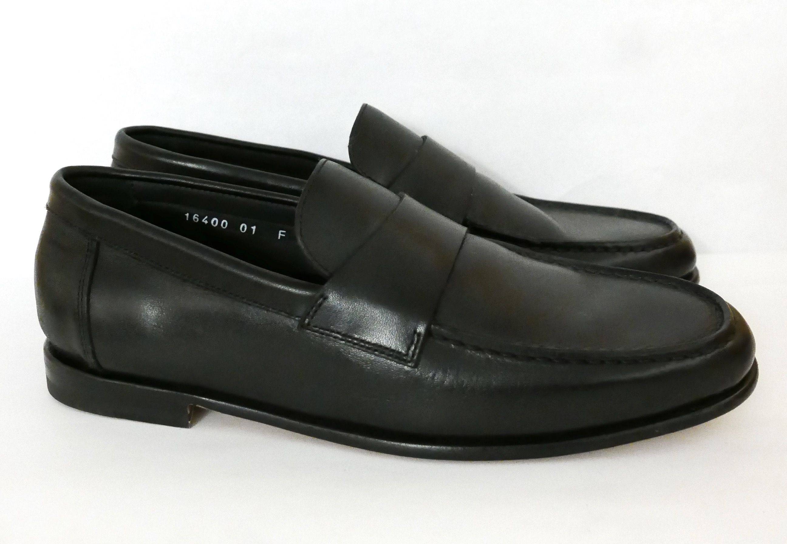 Men's Santoni Black Leather Loafers Size 405