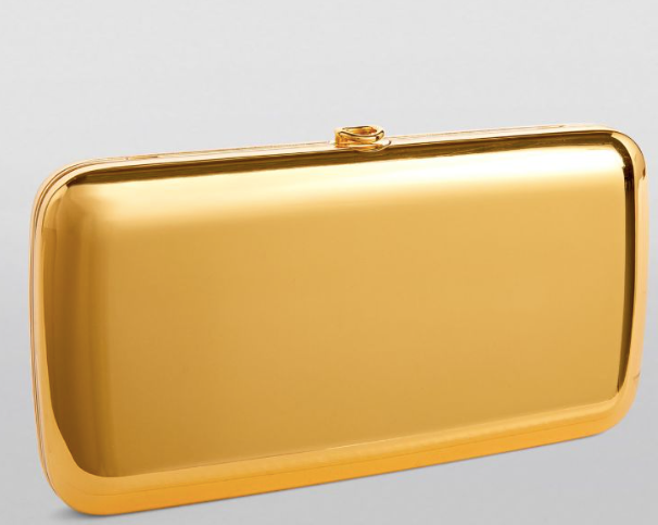 Jeffrey Levinson Gold Finley Mirrored Clutch Bag mirrored gold aluminium