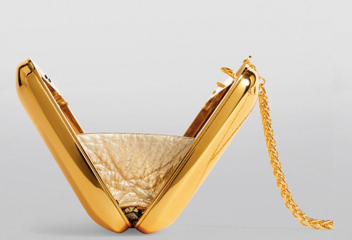 Jeffrey Levinson Gold Finley Mirrored Clutch Bag mirrored gold aluminium