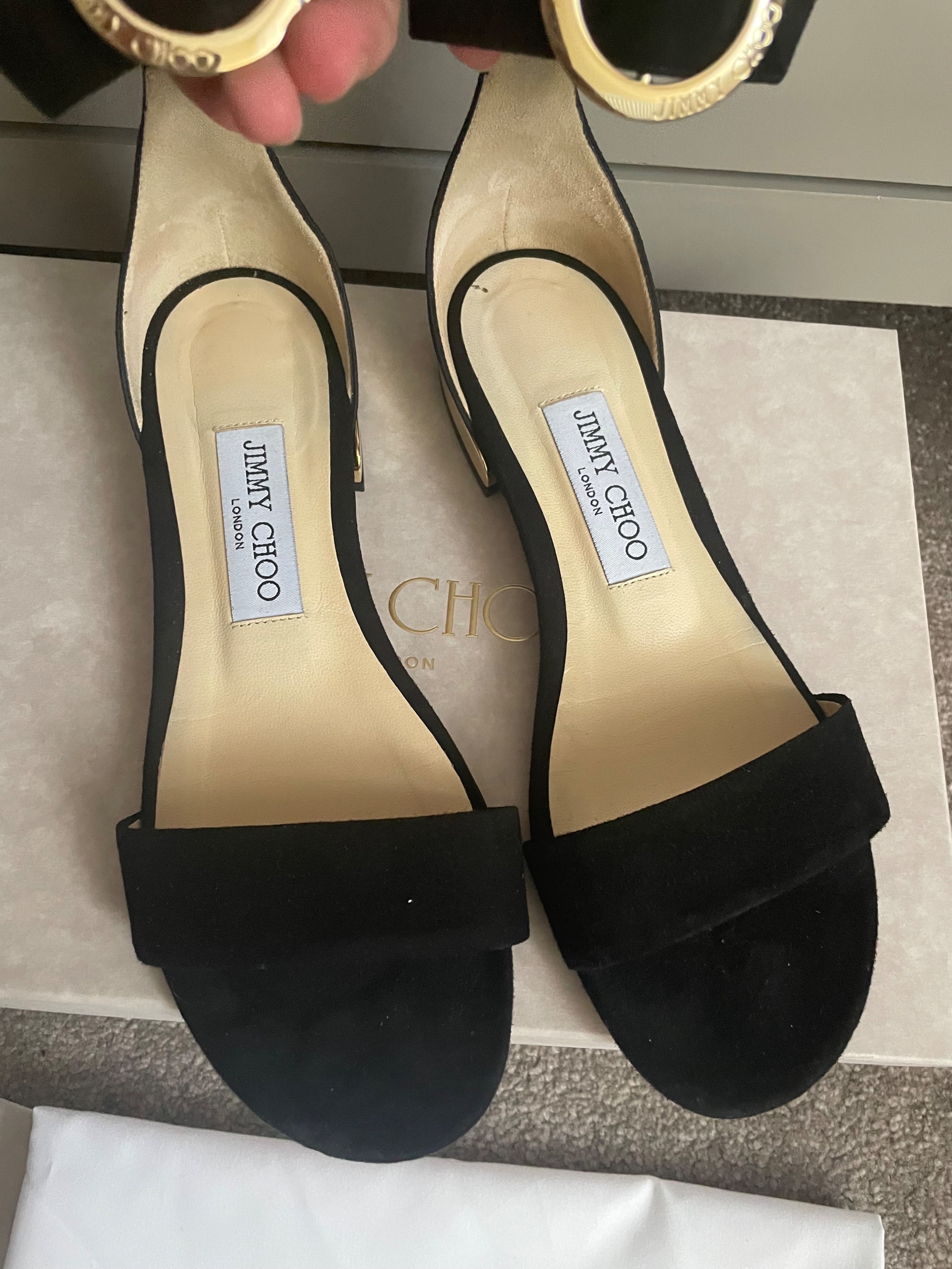 Preowned Jimmy Choo Black Suede Flat Sandals Size 36