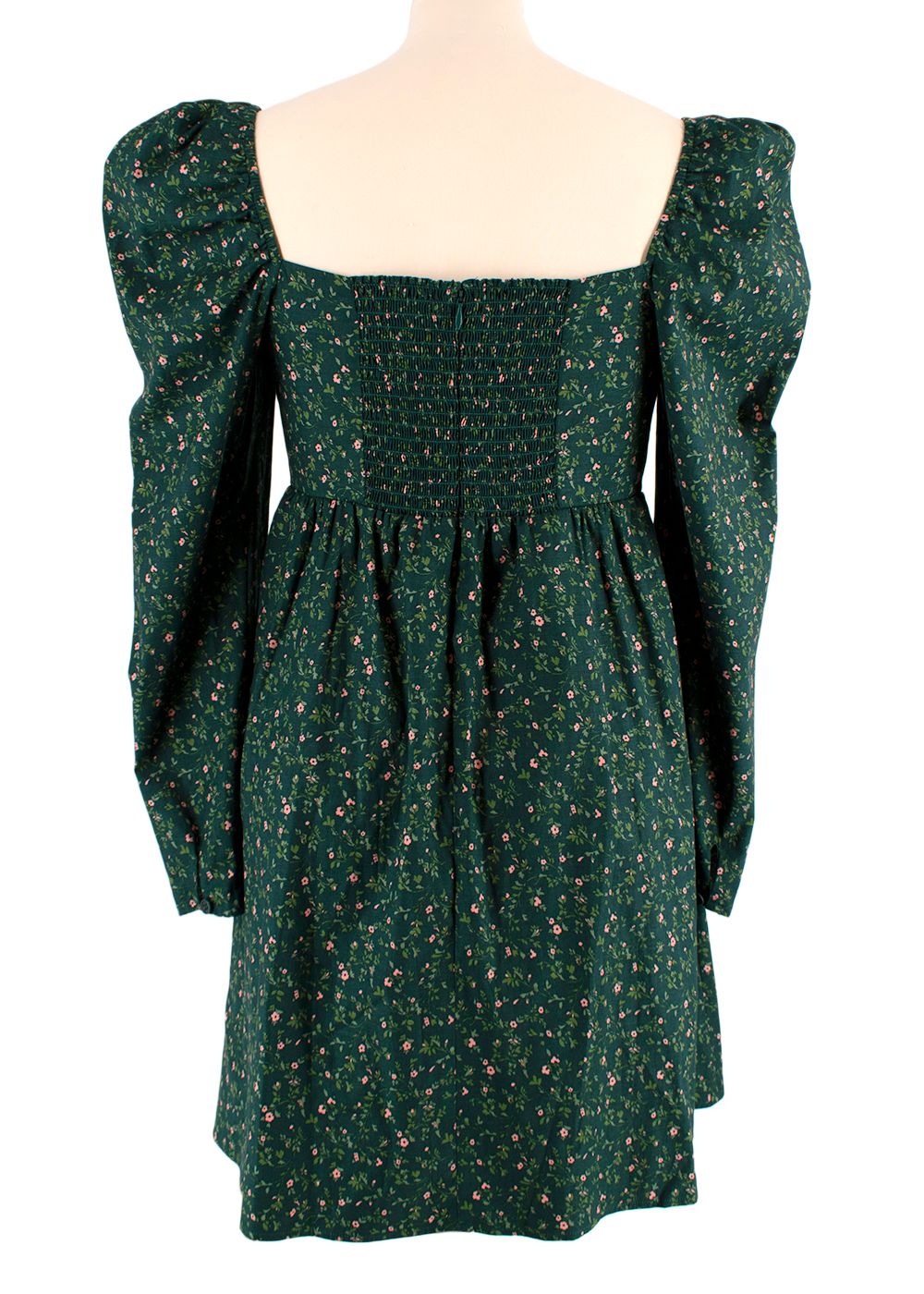 Reformation Kenzi Green Floral Printed Mini Dress Size S cotton