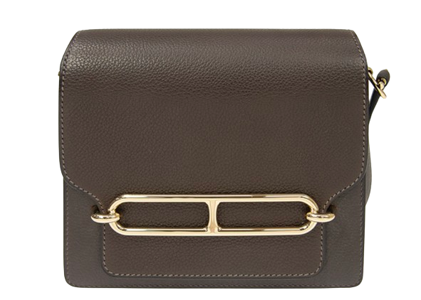 Hermes Mini Roulis in Ebene Barenia Leather with Gold Hardware