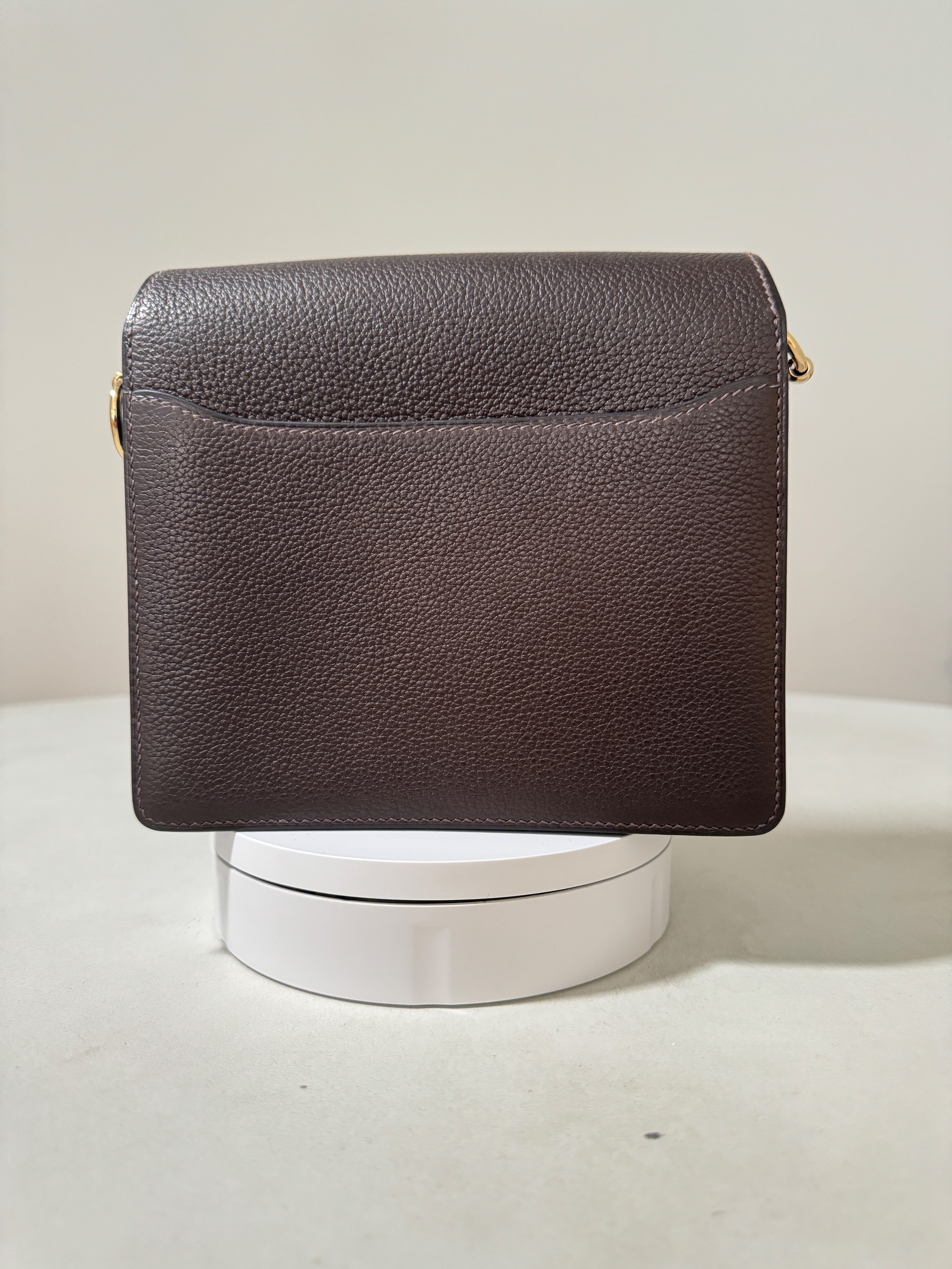 Hermes Mini Roulis in Ebene Barenia Leather with Gold Hardware